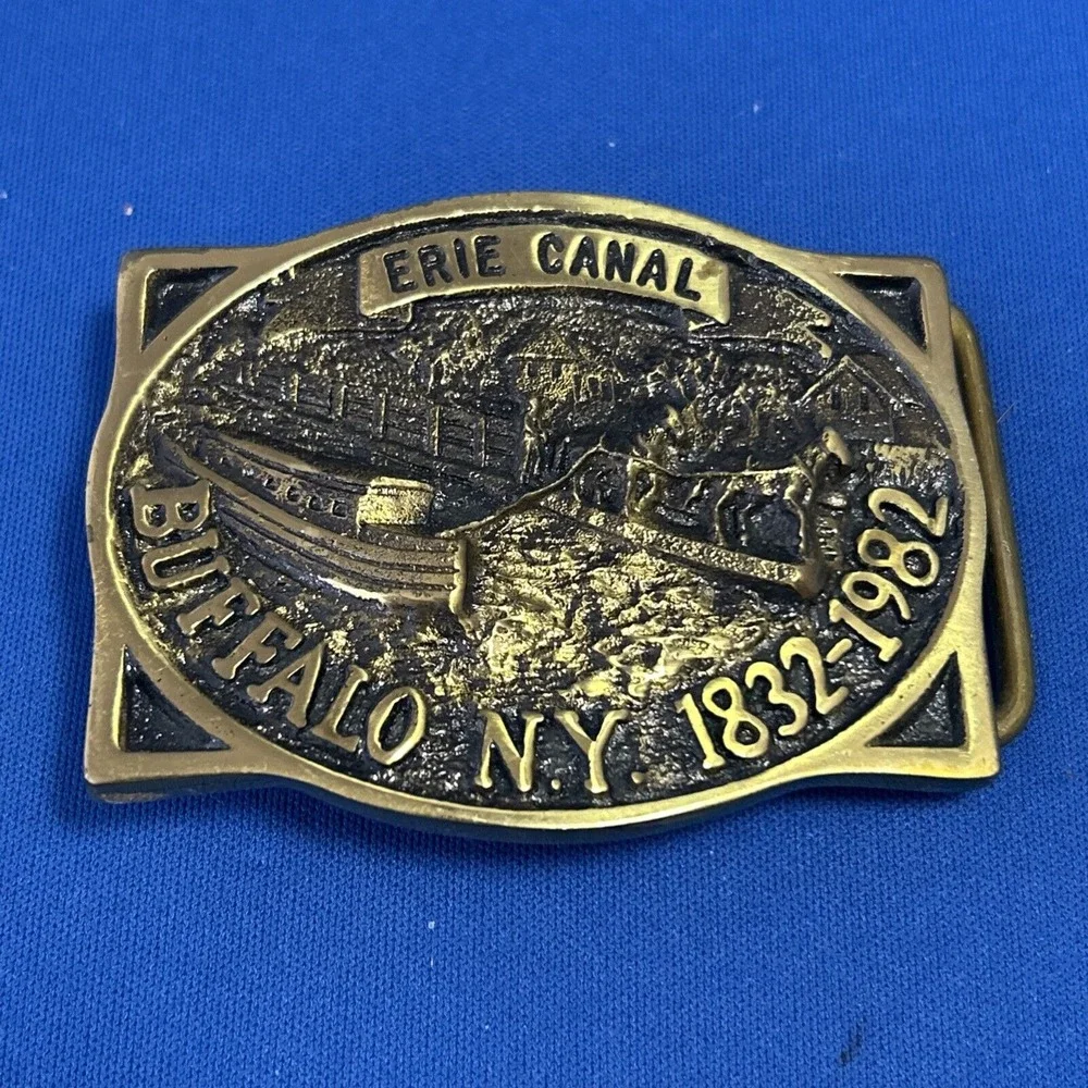 Erie Canal Buffalo NY State Solid Brass Belt‎ Buckle Heritage Mint Vintage 1981